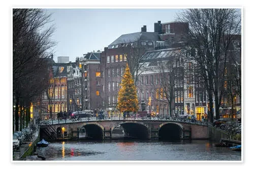 Christmas tree on a bridge in Amsterdam de George Pachantouris