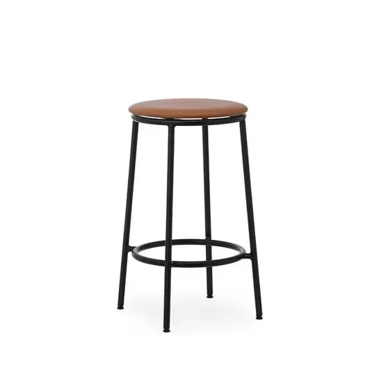 Circa Taburete de bar H65 Upholstery Black Steel/Ultra Leather Brandy – Normann