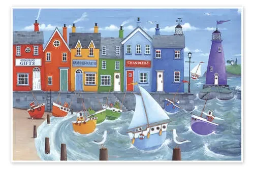 Ciudad en el puerto con barquitos de Peter Adderley MGL Licensing