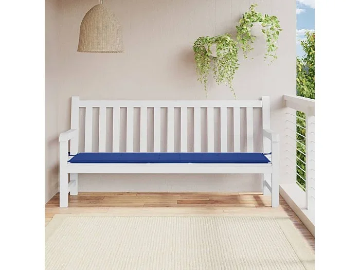 Cojín de banco de jardín tela Oxford azul 200x50x3 cm