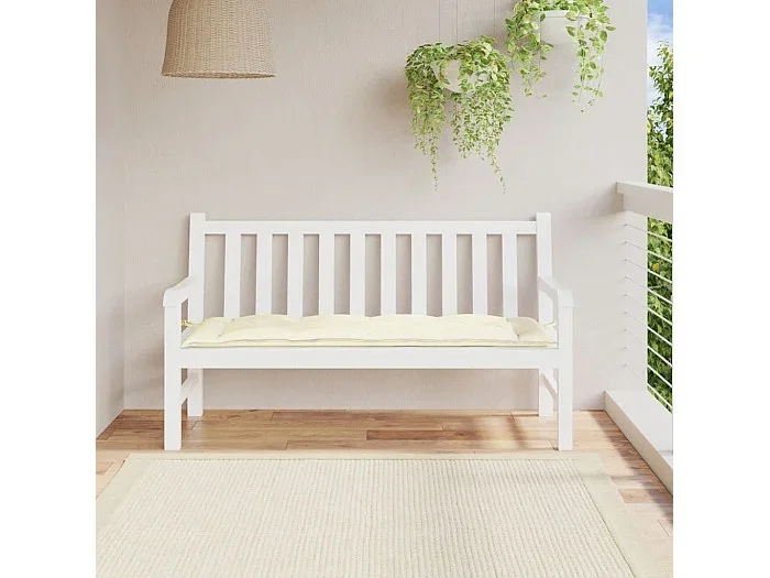 Cojín de banco de jardín tela Oxford blanco crema 150x50x7 cm