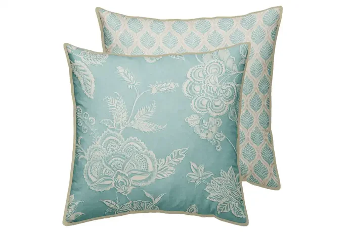 COJIN LINO FLORES HOJAS 45×45 CM – Min.2 uds