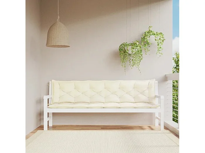 Cojines de banco de jardín 2 uds blanco crema 200x50x7 cm ES176787