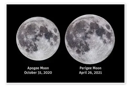 Comparison of the full moon at Apogee and Perigee de Alan Dyer Stocktrek Images