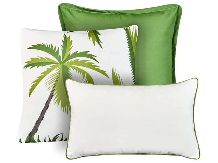 Conjunto de 3 cojines de exterior SEASIDE Patrón de plantas Verde