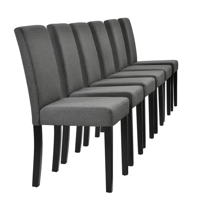 Conjunto de 6 sillas de comedor Hamburg 89x43x54 cm tela – Gris oscuro [en.casa]