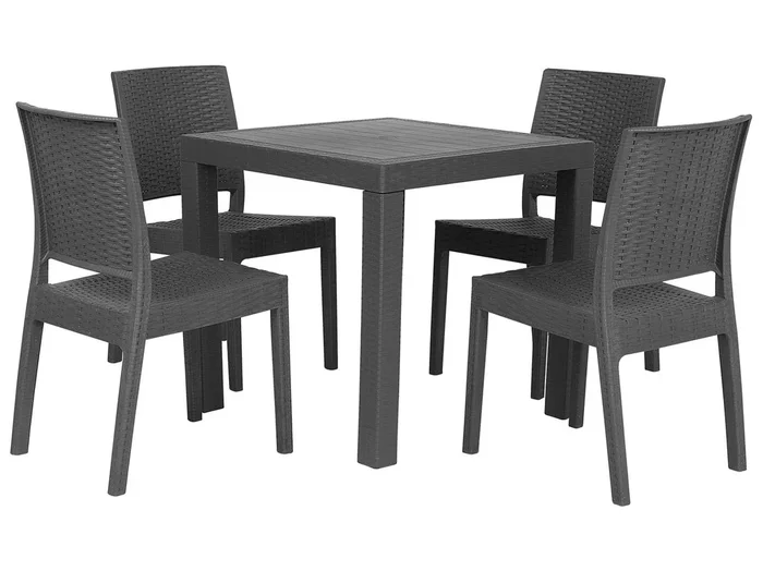 Conjunto de comedor exterior 4 plazas FOSSANO Grafito