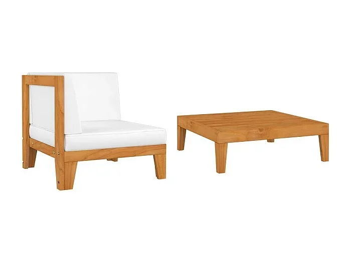 Conjunto de jardín 2 piezas con cojines madera maciza de acacia ES628809