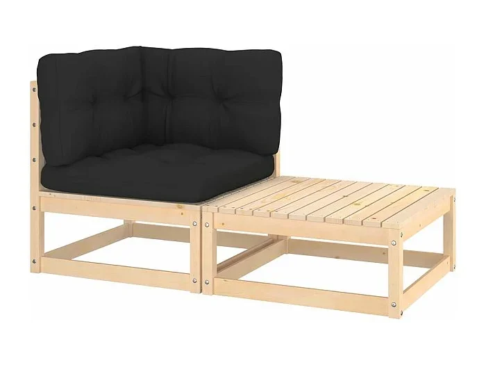 Conjunto de jardín 2 piezas con cojines madera maciza de pino ES227420