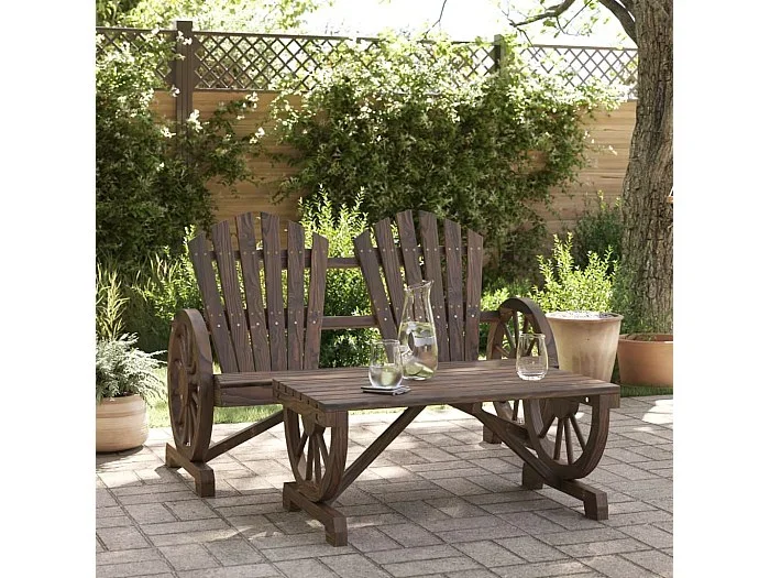 Conjunto de jardín 2 piezas madera maciza de abeto ES967980