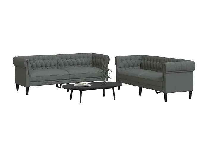 Conjunto de sofá de 2 piezas de tela gris oscuro