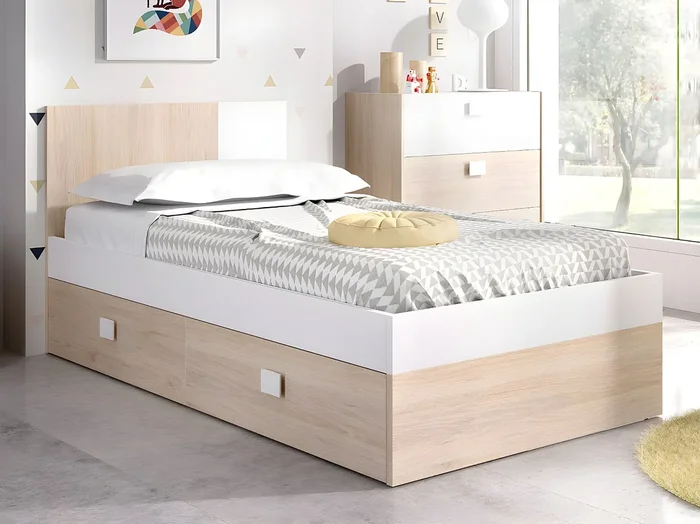 Conjunto DORMITORIO INFANTIL – Colección SONIA – Cama 90 x 190 cm + Mesa de noche + Armario