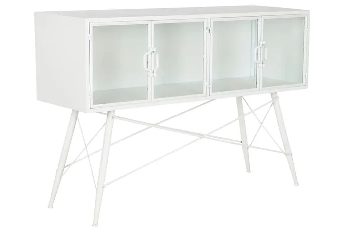 Consola Metal Cristal 120X35X80 17,1 Kg Blanco