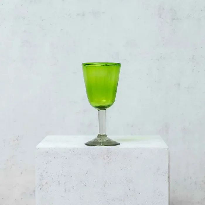 Copa Vidrio Soplado, Campana verde lima 18cm