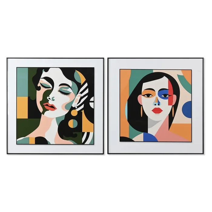 Cuadro Home ESPRIT Abstracto Urbano 80 x 3,5 x 80 cm (2 Unidades)