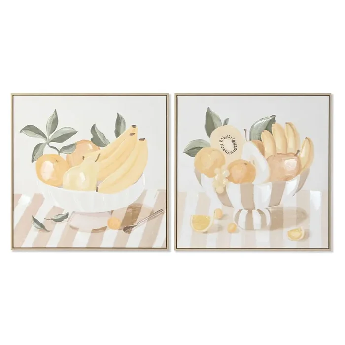 Cuadro Home ESPRIT Amarillo Beige Cottage 80 x 4 x 80 cm (2 Unidades)