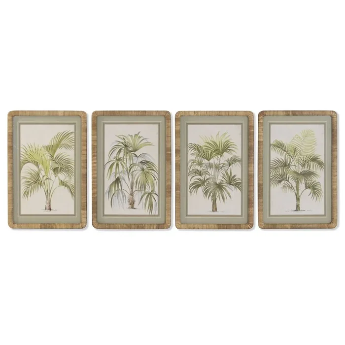Cuadro Home ESPRIT Verde Natural Palmeras Tropical 40 X 2,5 X 60 CM (4 Unidades)