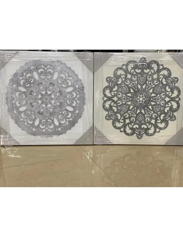 Cuadro mandala plateado conjunto 2 und 70×70 cm