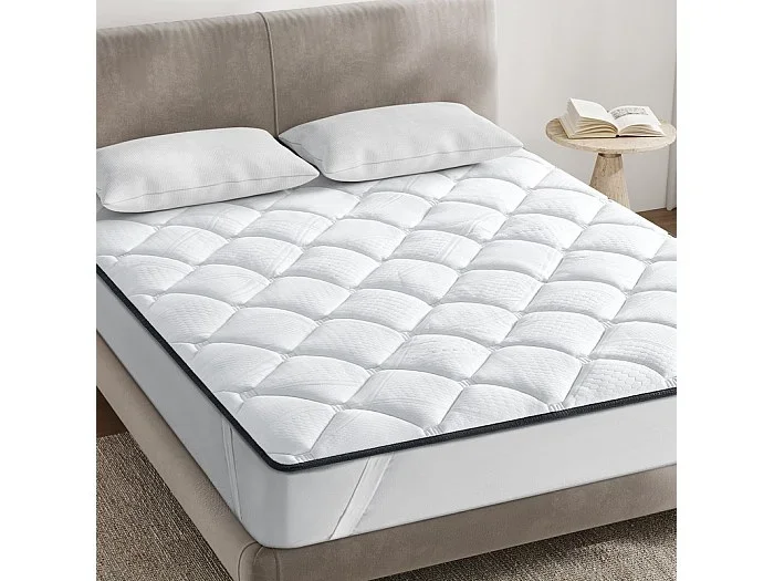 Cubrecolchón 90×190 cm INRE – Confort óptimo – Suave, antiácaros, transpirable – Banda elástica – para colchón individual – Lavable