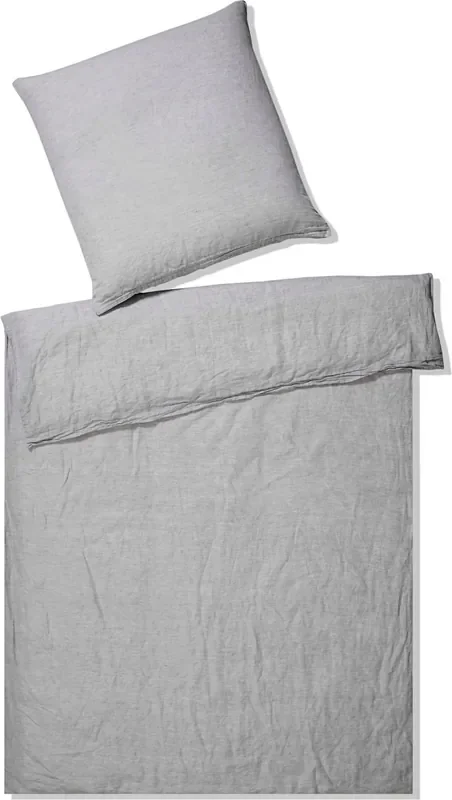 elegante Set Funda Nórdica en Mezcla de Lino Breezee – Gris Claro