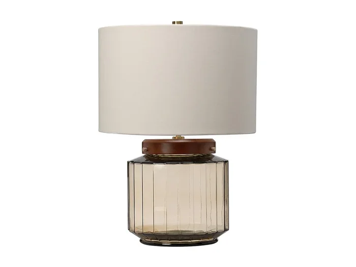 Elstead Luga Bordslampa – naturlig, åldrad mässing, glas