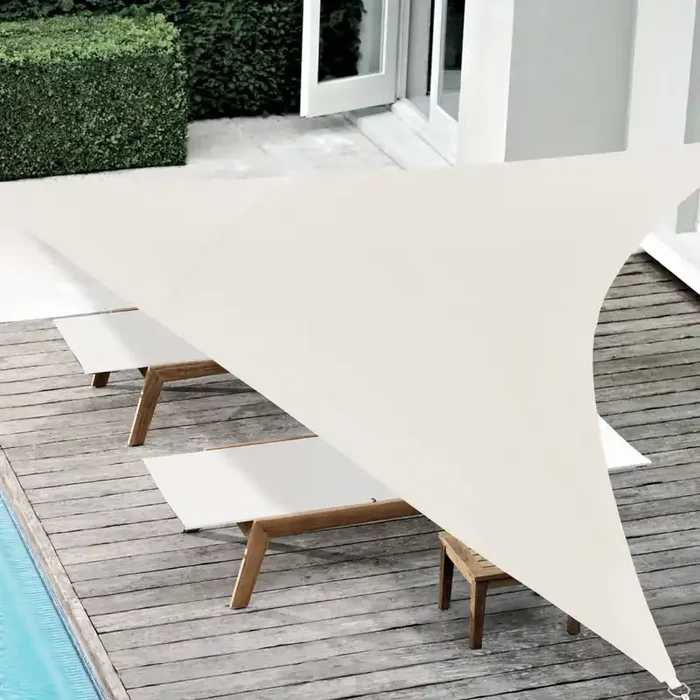 [en.casa]® Toldo vela de Sombra para jardín – Sombrilla – Parasol – Repelente al agua triangular 5m x 5m x 5m color arena