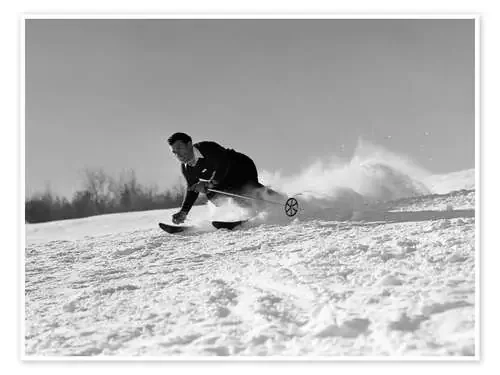 Esquiador en el descenso de Vintage Ski Collection Panoramic Images