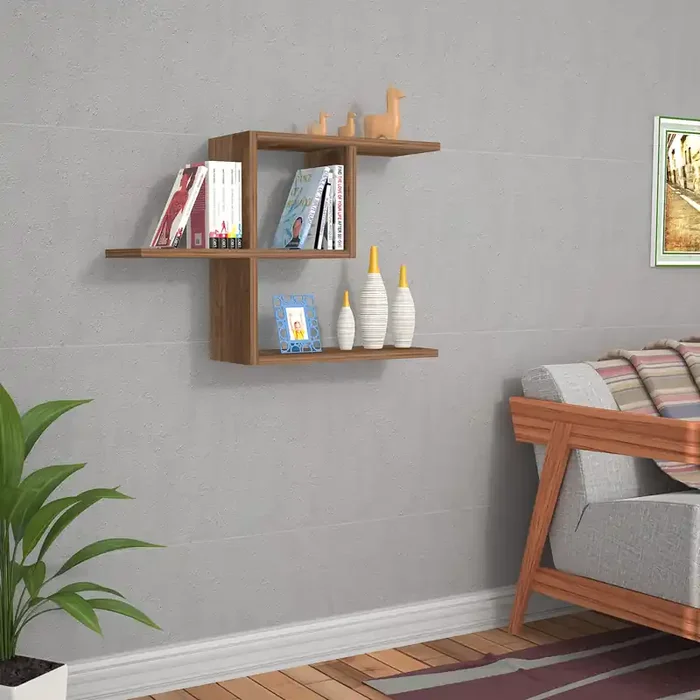 Estantería de pared Hadsel aglomerado 75x22x50cm – Roble oscuro [en.casa]