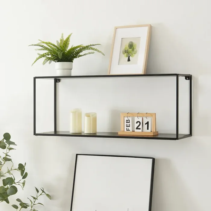 Estantería de pared Notodden 2 estantes acero – Negro [en.casa]