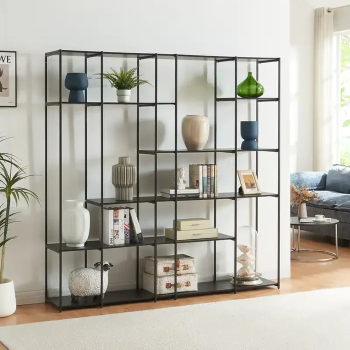Estantería de pie Rælingen 180x180x33cm metal – Negro [en.casa]