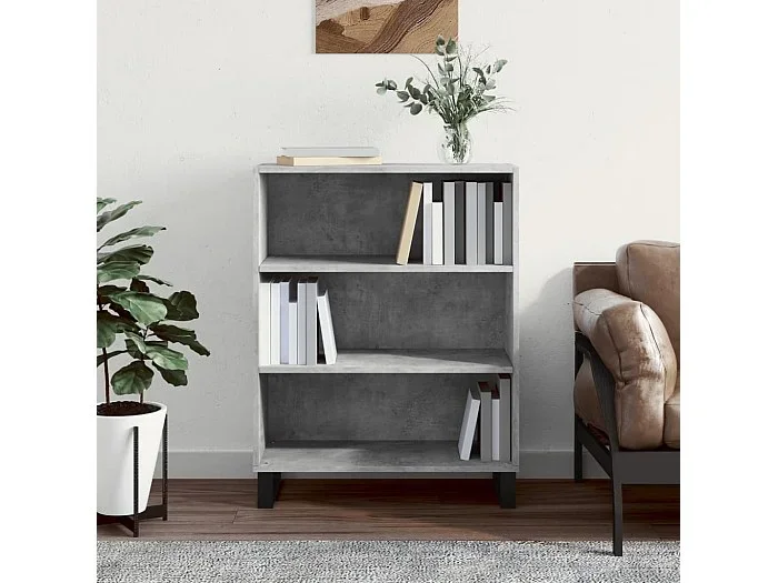 Estantería madera de ingeniería gris hormigón 69,5×32,5×90 cm ES447006