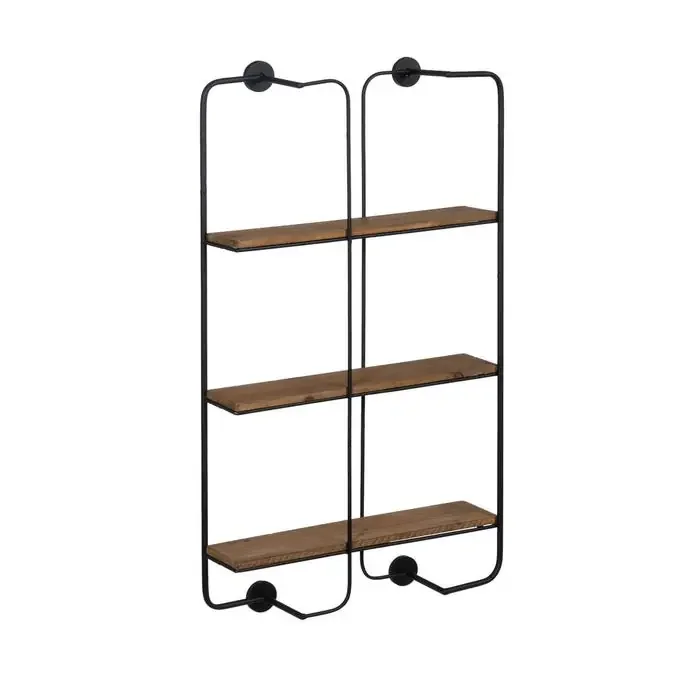 Estantería Negro-Marrón Metal Decoración 47,50 X 13 X 89 Cm