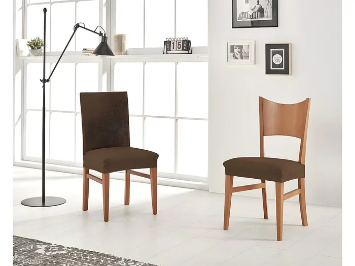 ESTORALIS Funda de Silla Tejido Elastico Resistente Para Silla con Respaldo Tamaño (45×45 cm.) 50 cm. Alto Modelo BERTA Color Marron