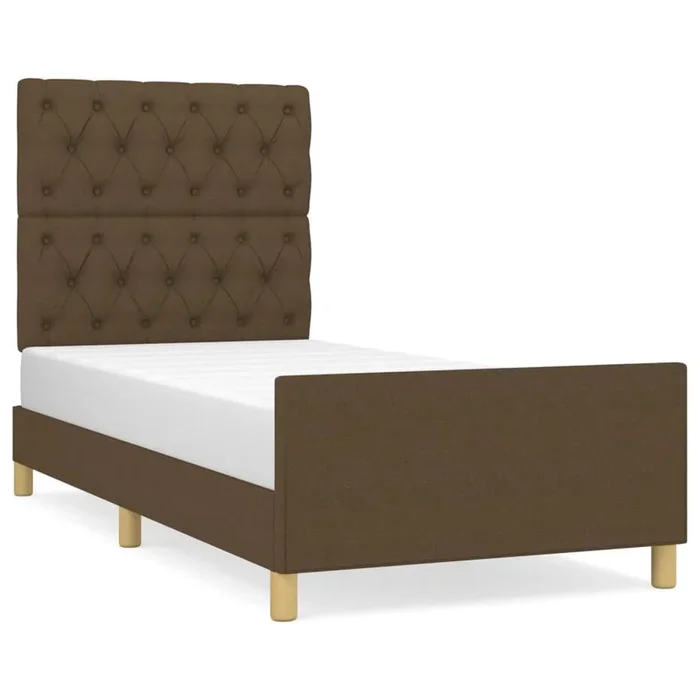 Estructura de cama con cabecero de tela marrón oscuro 80×200 cm Diseño de botones
