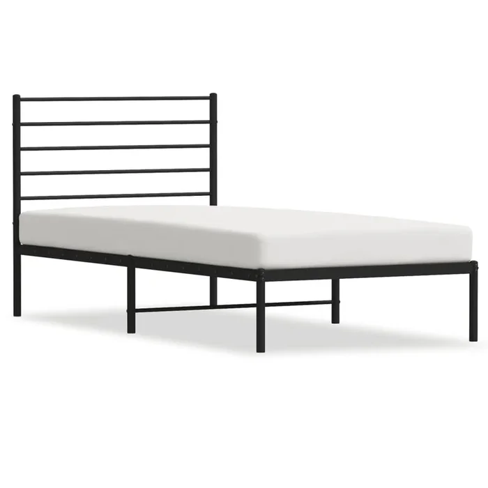 Estructura de cama con cabecero metal negro 100×190 cm con cabecero