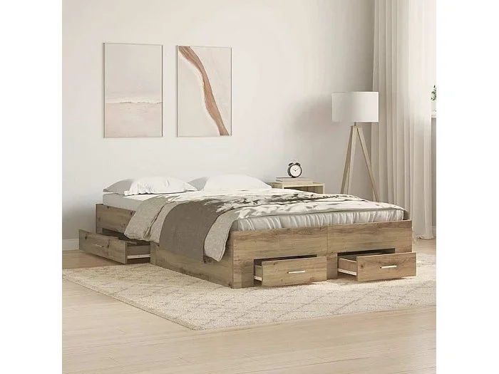 Estructura de cama con cajones Roble artisan 120 x 200 cm
