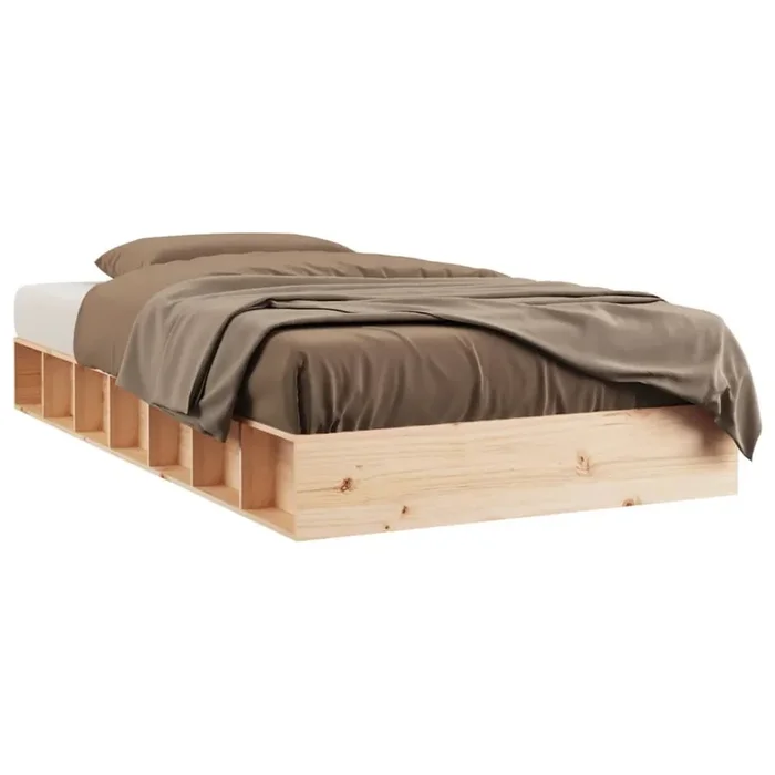 Estructura de cama individual pequeña madera maciza 75×190 cm