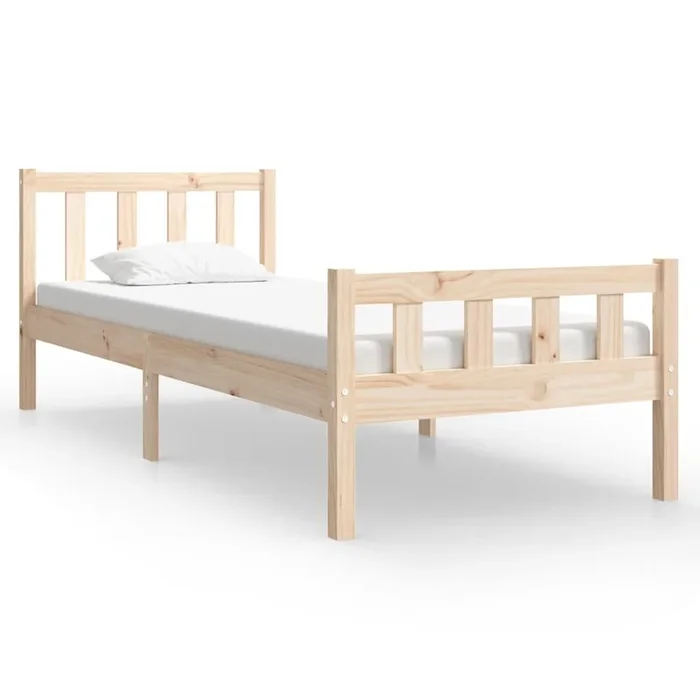Estructura de cama madera maciza individual 90×190 cm