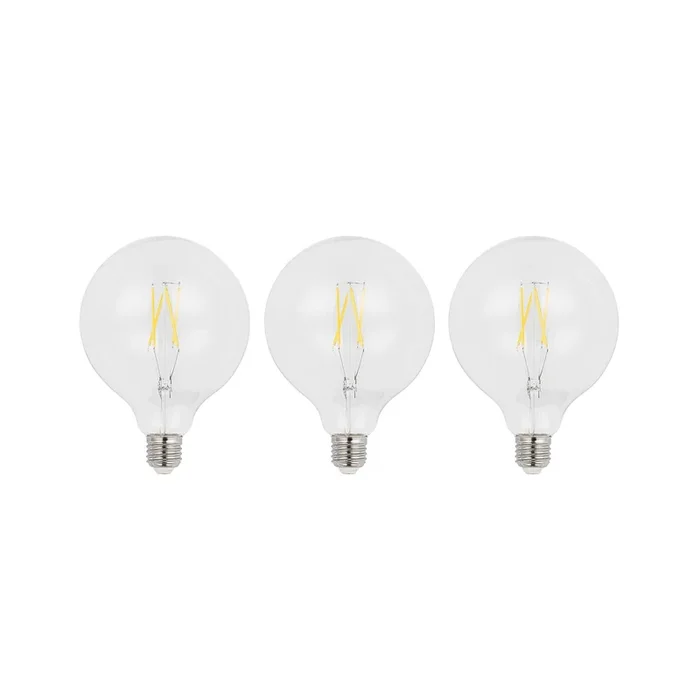 Filamento LED E27 6W 2.700K G125 globo claro 3 ud