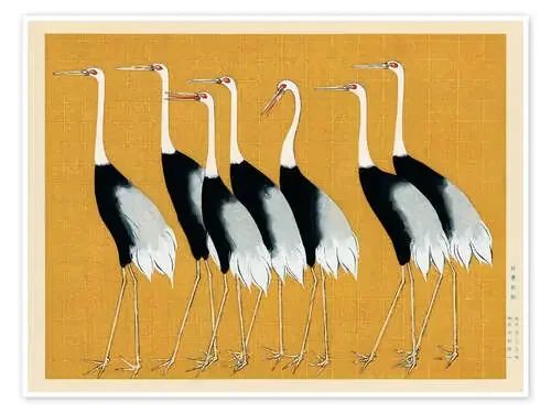 Flock of Japanese Red Crown Cranes de Ogata Korin Nook Vintage Archive