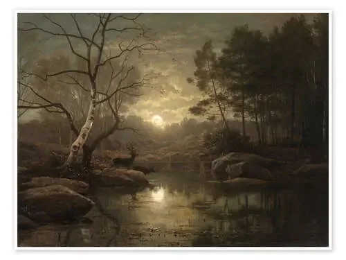 Forest Landscape in the Moonlight de Georg Saal Nook Vintage Archive