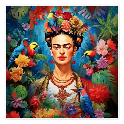 Frida Kahlo vintage floral portrait de Mark Ashkenazi