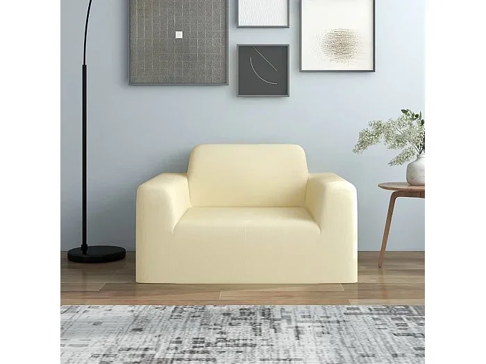 Funda elástica para sillón poliéster jersey crema ES568588