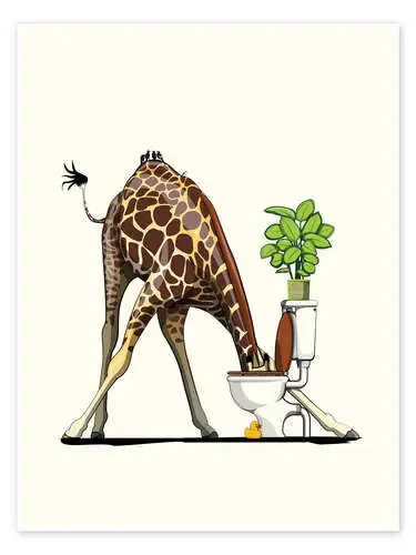 Giraffe Drinking from Toilet de Wyatt9