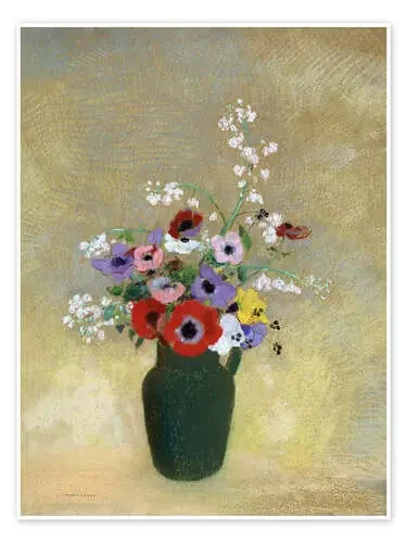 Gran jarrón verde de flores mixtas de Odilon Redon Master Collection