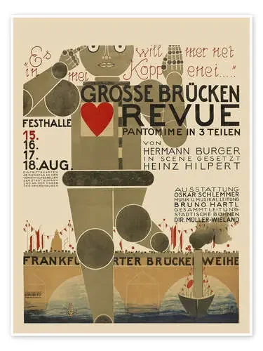 Große Brücken Revue, 1926 (alemán) de Oskar Schlemmer Exhibition Posters