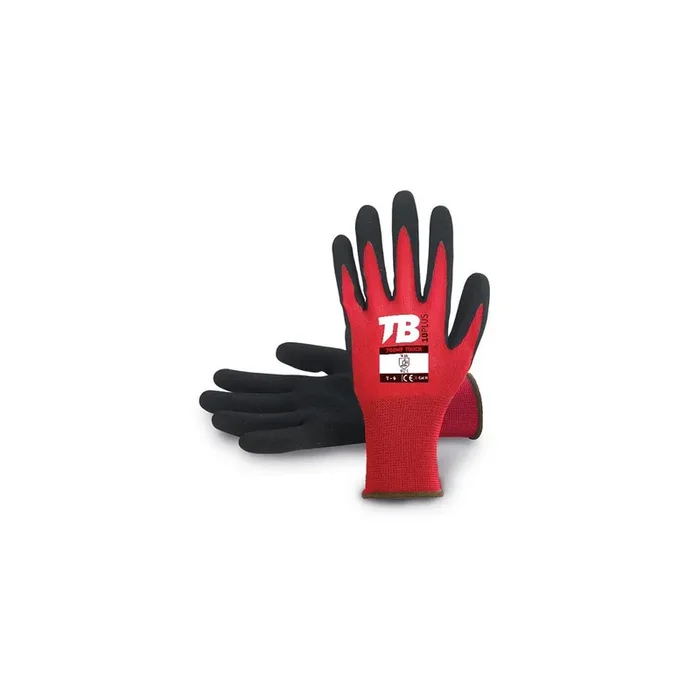 GUANTE NYLON ROJO PALMA NITRILO FOAM NEGRO WG500 TALLA 7-10