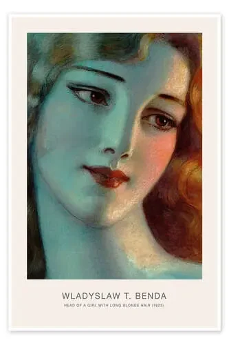 Head of Girl With Long Blonde Hair (1923) de Wladyslaw Benda Exhibition Posters