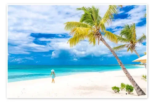 Idyllic beach with palm trees, Barbuda, Antigua de Roberto Sysa Moiola