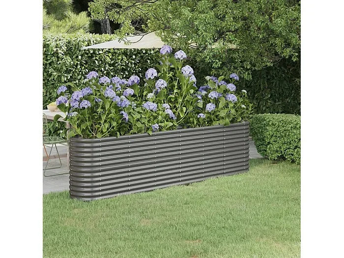 Jardinera arriate acero recubrimiento polvo gris 260x40x68 cm ES739853